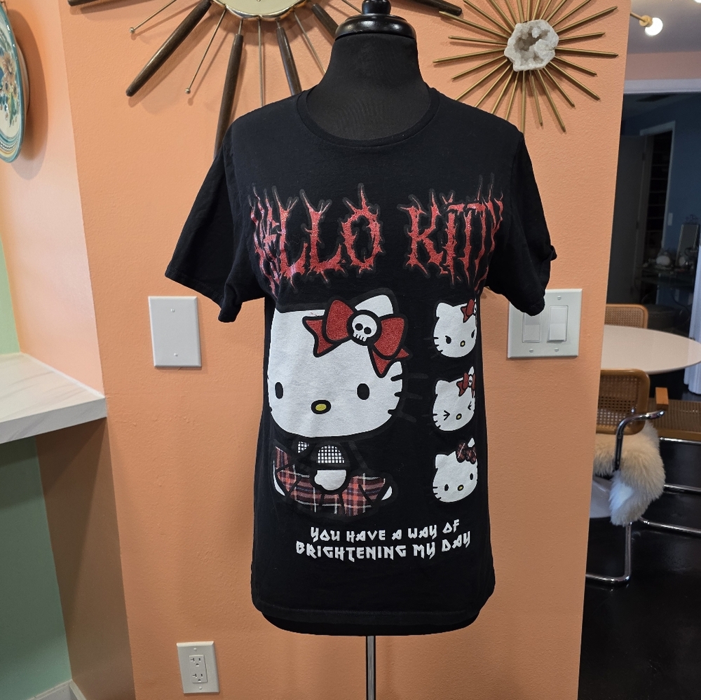 Hello Kitty Medium Goth Black Short Sleeve Tee Mall Goth Baddie T-shirt - Picture 8 of 12